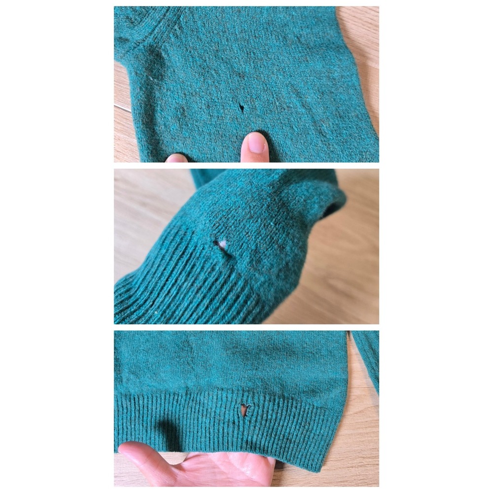 UNIQLO Women's 100% Wool Crewneck Sweater Size M Green Teal normcore minimalist - Picture 3 of 8